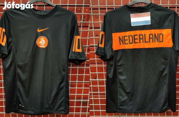 Holland válogatott eredeti Nike fekete narancssárga 2010 VB mez (L)