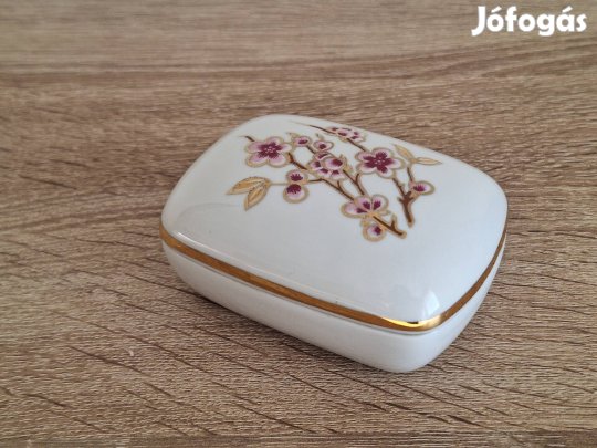 Hollóháza / Hollóházi porcelán virágmintás bonbonier, ékszerdoboz 