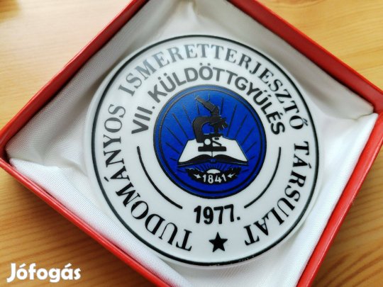 Hollóházi 1977-es porcelán plaket Magyar Tudományos Társulat