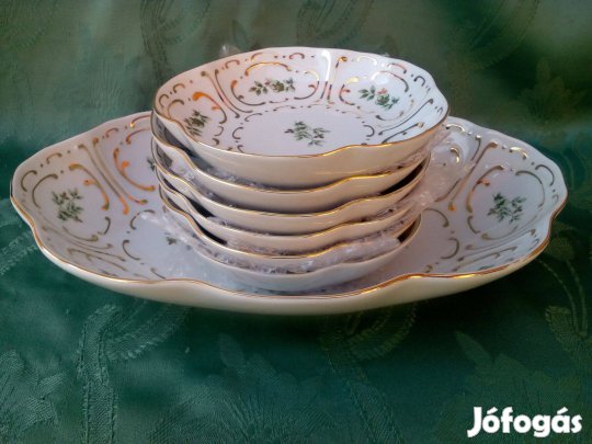 Hollóházi Erika Mintás Csemegés,Salátás ,Köretes Készlet,Porcelán,Új