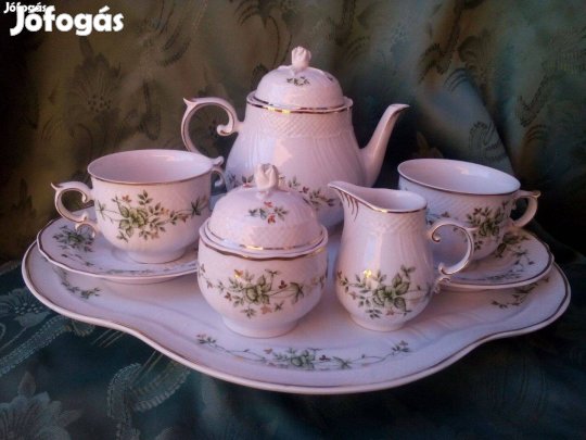 Hollóházi Erika Mintás Tete Készlet Teáskészlet 2 Személyes, tálcával