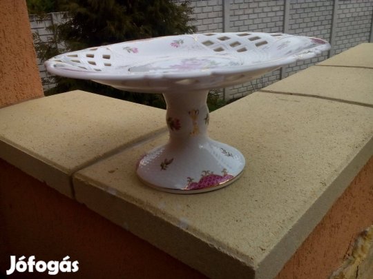 Hollóházi Henriette Mintás Áttört Talpas Tortatál,Asztalközép