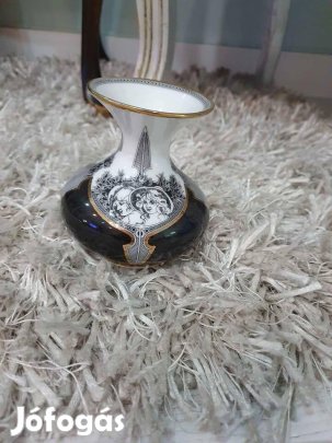 Hollóházi Jurcsák László (Szász Endre tanítványa) porcelán váza rajz m