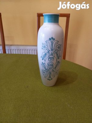 Hollóházi Türkiz Népi Mintás Váza