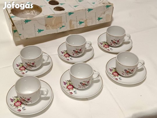Hollóházi -madaras-/6db/ és kínai porcelán mokkás grntúra