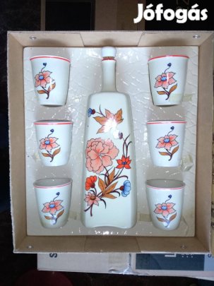 Hollóházi bontatlan pálinkás pohárkészlet díszdobozában