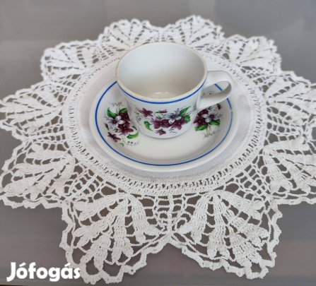 Hollóházi kávéscsésze+alj (Ikarus gyári felirattal)