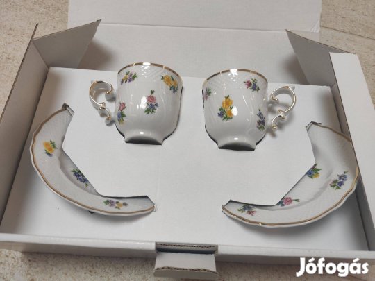 Hollóházi kávéscsésze és csészealj készlet