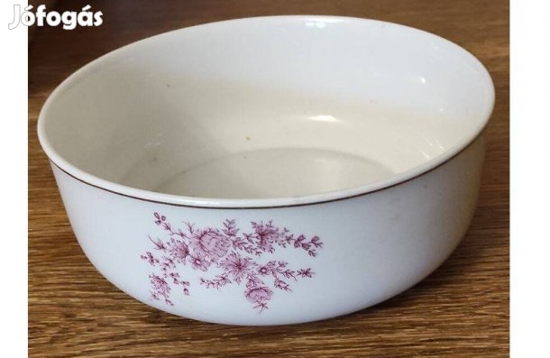Hollóházi mályva virágmintás porcelán tál Retró