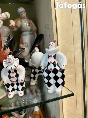 Hollóházi porcelán Art Deco bohócok 