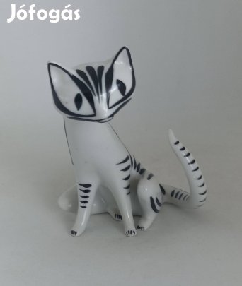 Hollóházi porcelán Art deco macska!