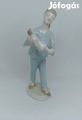 Hollóházi porcelán Babázó kislány!