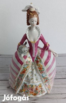 Hollóházi porcelán Barokk Hölgy cicával!