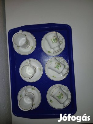 Hollóházi porcelán Erika mintás kávé csésze