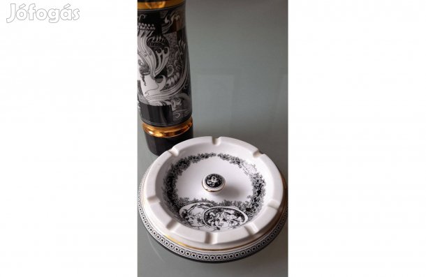 Hollóházi porcelán Szász Endre hamutartó, hamutál 16cm, 5555-Ft