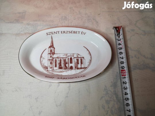 Hollóházi porcelán aranyszélű tálka Sárospatak 2007