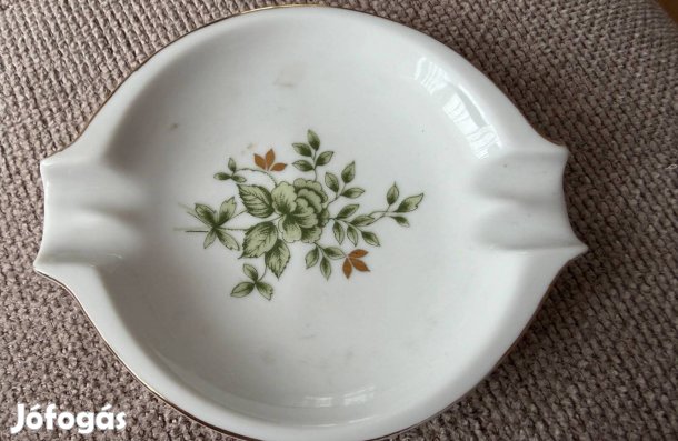 Hollóházi porcelán falitál / hamutál jelzett, aranyszegélyes