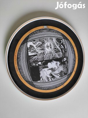 Hollóházi porcelán falitányér/Szász Endre stúdió/ Napfény
