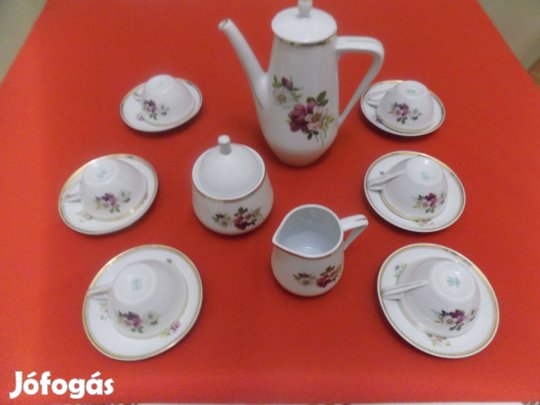 Hollóházi porcelán ibolya mintás kávés készlet eladó