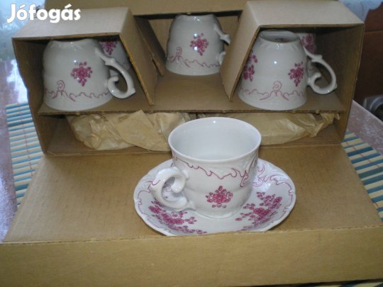Hollóházi porcelán kávéskészlet 6 személyes régi, de nem használt dobo