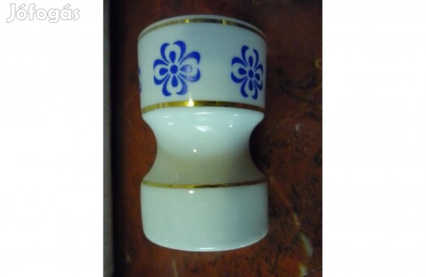 Hollóházi porcelán kék mintás tartó dísztárgy