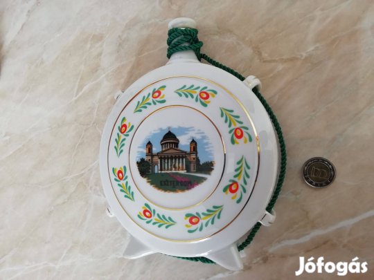 Hollóházi porcelán kulacs "Esztergom" a 70-es évek végéről ritka