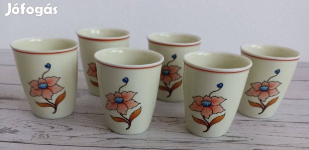 Hollóházi porcelán likőrös pohár (6db)!