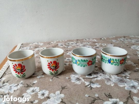 Hollóházi porcelán pálinkás pohár 4 db