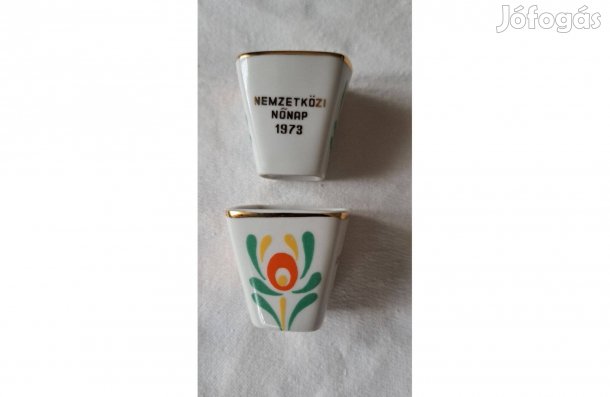 Hollóházi porcelán pálinkás poharak 2 db