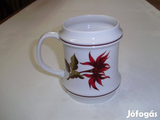 Hollóházi porcelán sörös korsó bögre