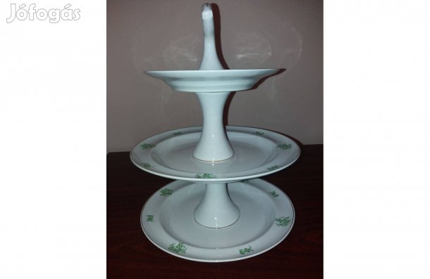 Hollóházi porcelán süteményes tálaló kínáló 3 szintes