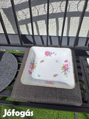Hollóházi porcelán tál Aranyozott szegéllyel Debrecen