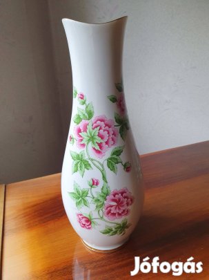 Hollóházi porcelán váza, hortenzia, 30 cm