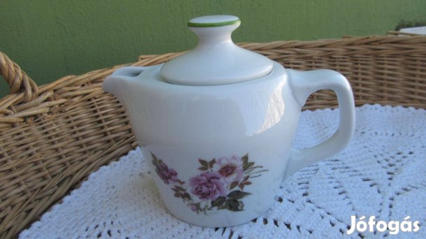 Hollóházi rózsamintás porcelán kávés kanna