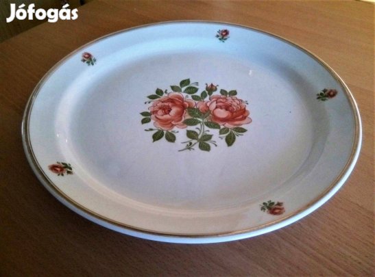 Hollóházi vadrózsa csokor mintás, nagy porcelán tál