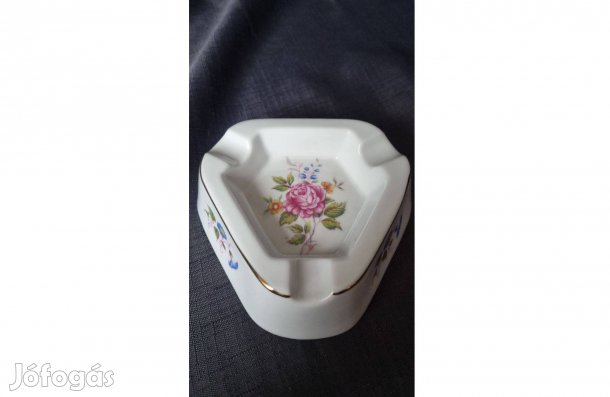 Hollóházi virágmintás hamutál