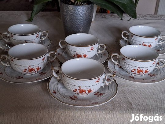 Hollóházia scarbantia orange leveses csésze készlet