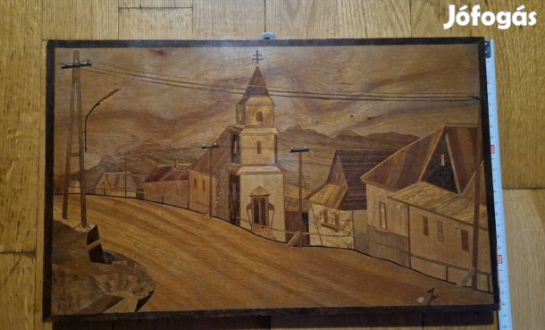Hollókő intarzia 39x24cm Akció!