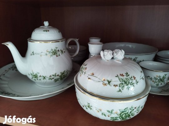 Holóházi porcelán desszertes és teás készlet 25 darabos