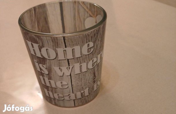 Home is where the heart is üveg gyertyatartó