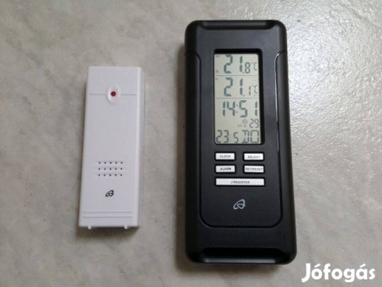 Hőmérős óra rádiófrekvenciás automata frissítéssel és külső mérővel