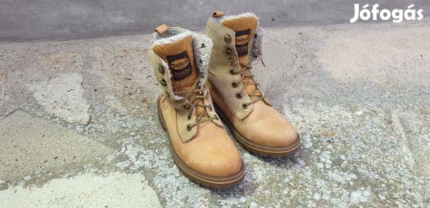 Homok barna női Dockers by Gerli bélelt bőrbakancs. 36-os, 7 soros