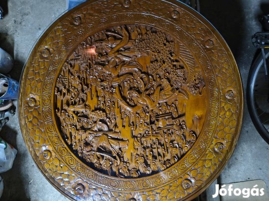 Hong Kongban készült faragott teaasztal 4 székkel