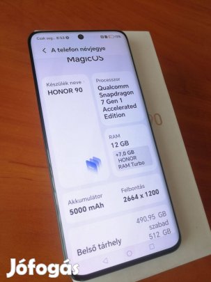 Honor 90 5G 12/512GB megkímélt, szép állapotban eladó