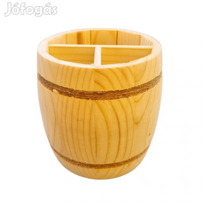 Hordó alakú fa evőeszköztartó