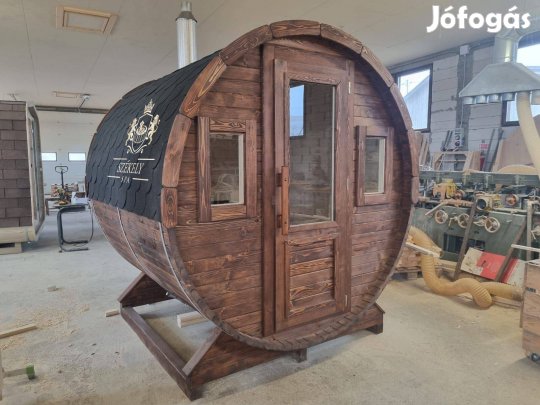 Hordó szauna fatüzelésű melegitővel