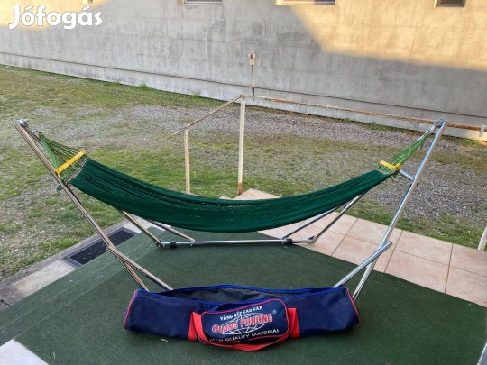 Hordozható, összecsukható függőágy fém vázzal, hordtáskával