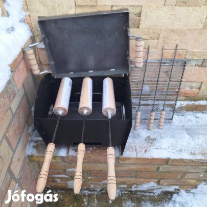 Hordozható négy funkciós faszenes sütőszerkezet Bajai kemencés telep