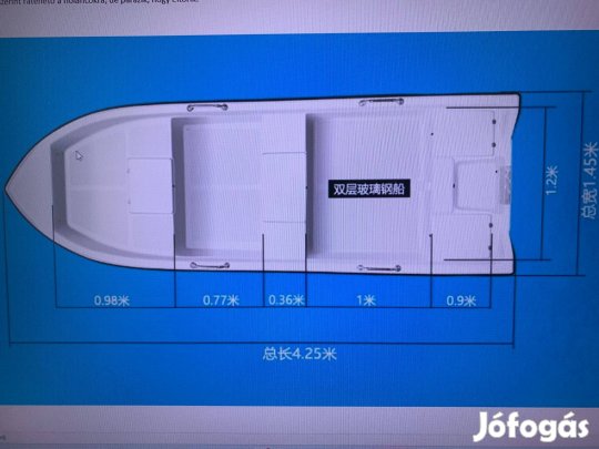 Horgász csónak-hajó 4,25m eladó Új
