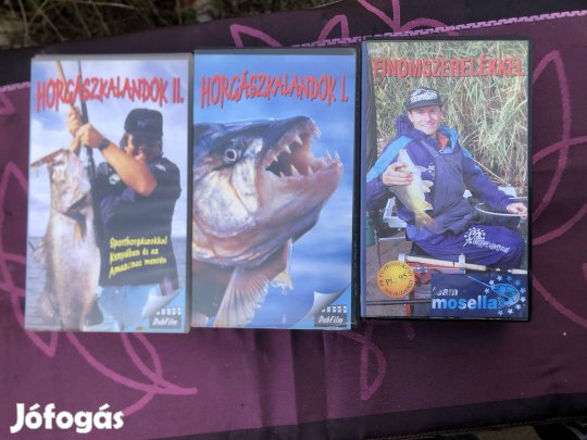 Horgász videókazetta ,VHS 1000 ft /db:Lenti